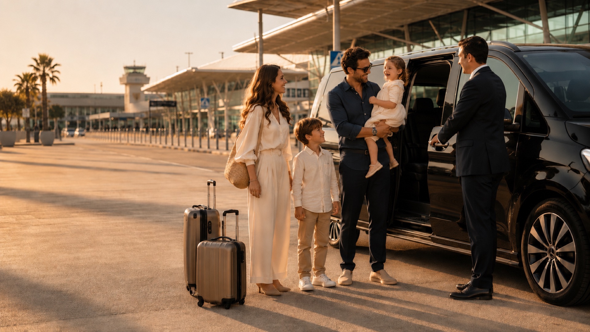 Family met by a Let's GO Transfer driver at the airport