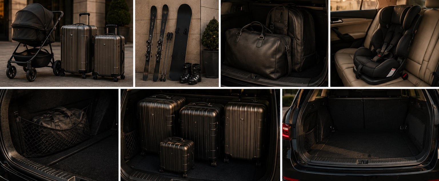 Stroller, skis, a holdall and a child seat: what fits where