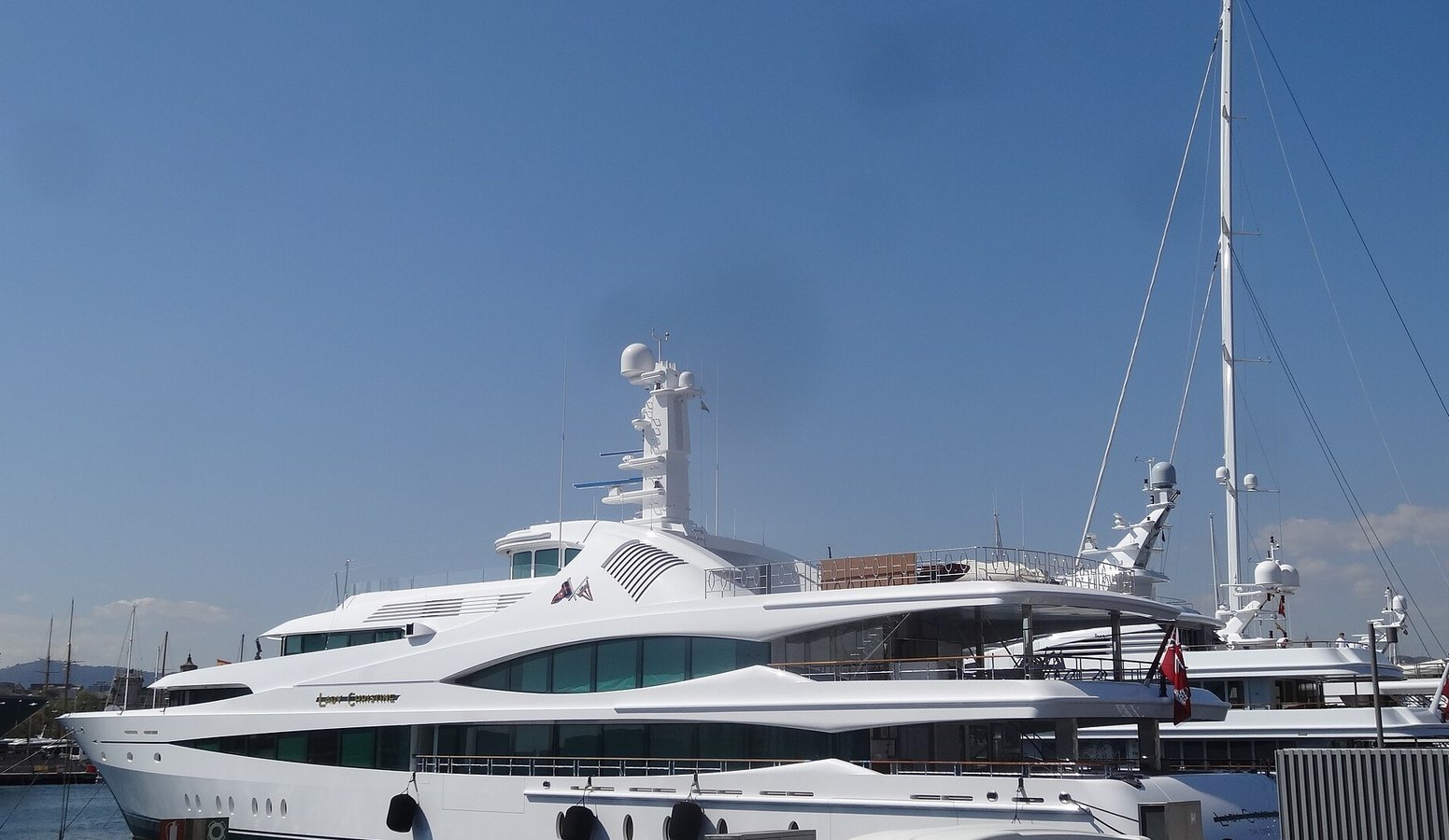 Yacht at a pier in the port of Barcelona