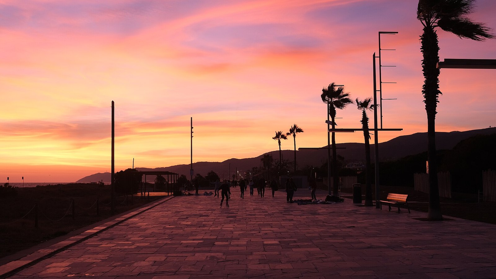 Castelldefels promenade at sunset