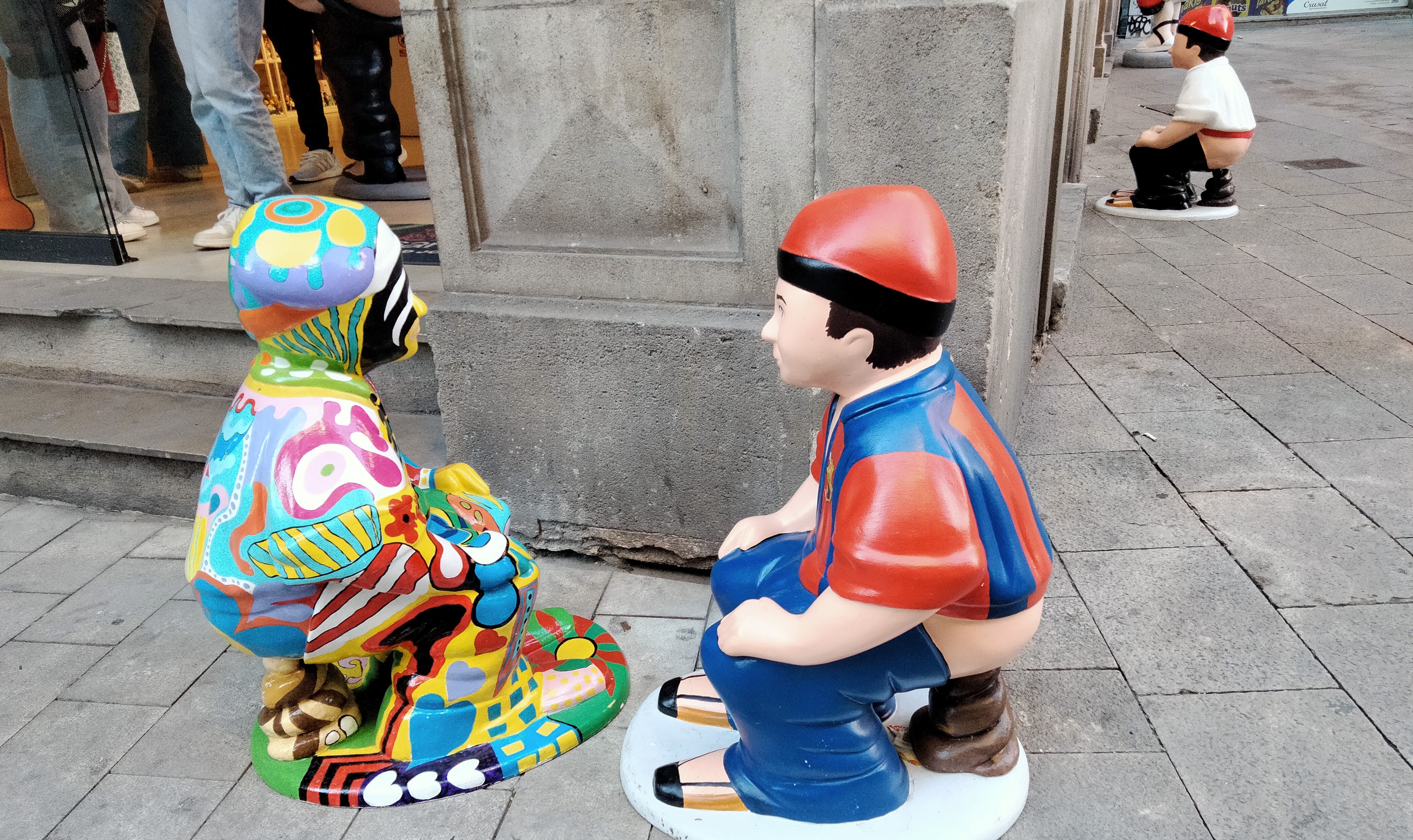 Caganer figurines outside a souvenir shop in Barcelona