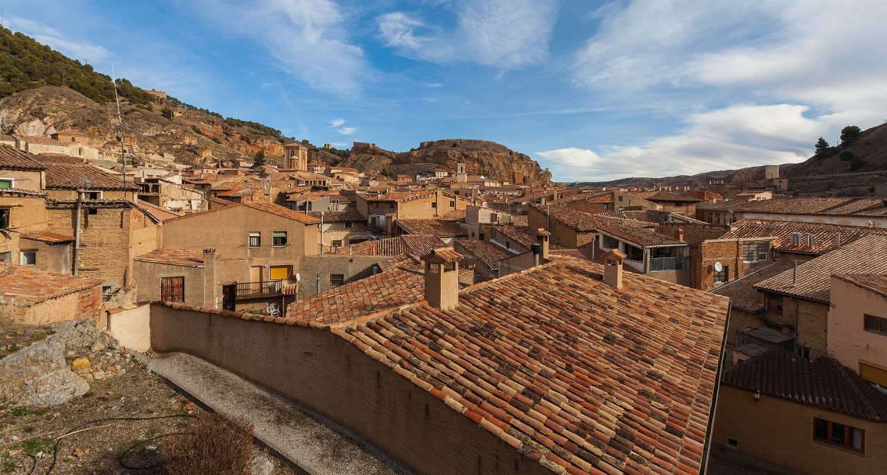 Tejados de un pueblo de Aragón