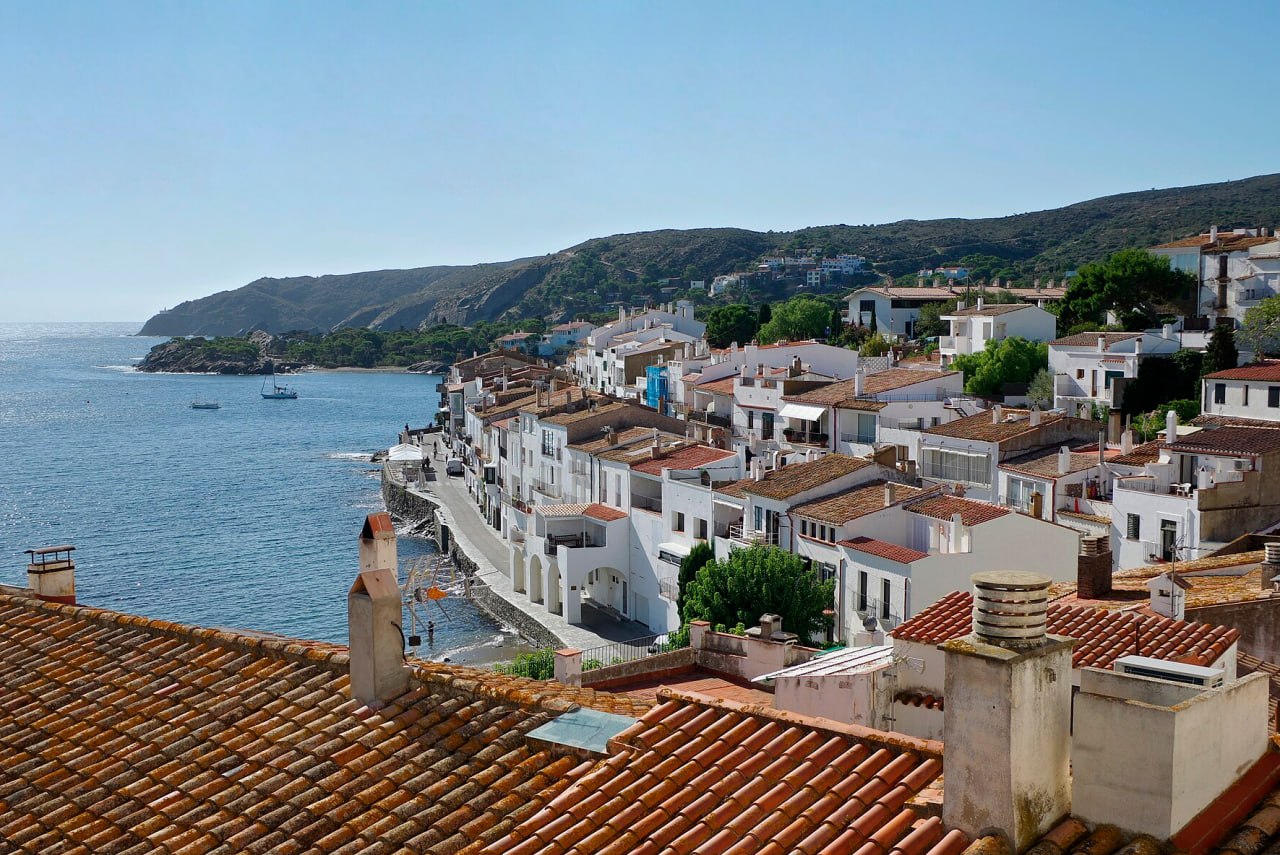 Tiled roofs and the seafront path of Cadaques